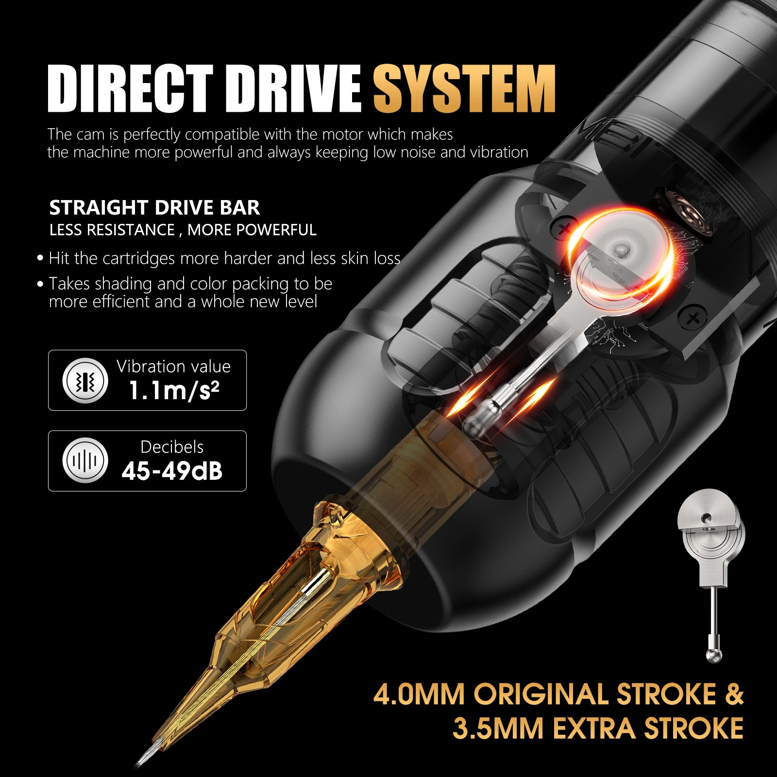 Ambition Zetton Wireless Tattoo Machine Straight Direct Drive System