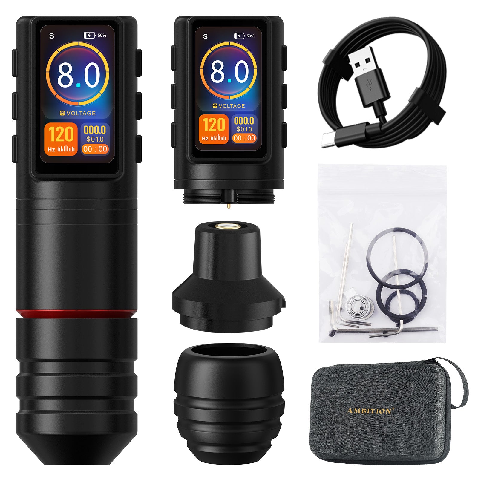 Ambition Ninja Pro+ Wireless Tattoo Machine Billing Battery Professional Rotary Pen Strong Coreless Motor 2000mAh for Artister