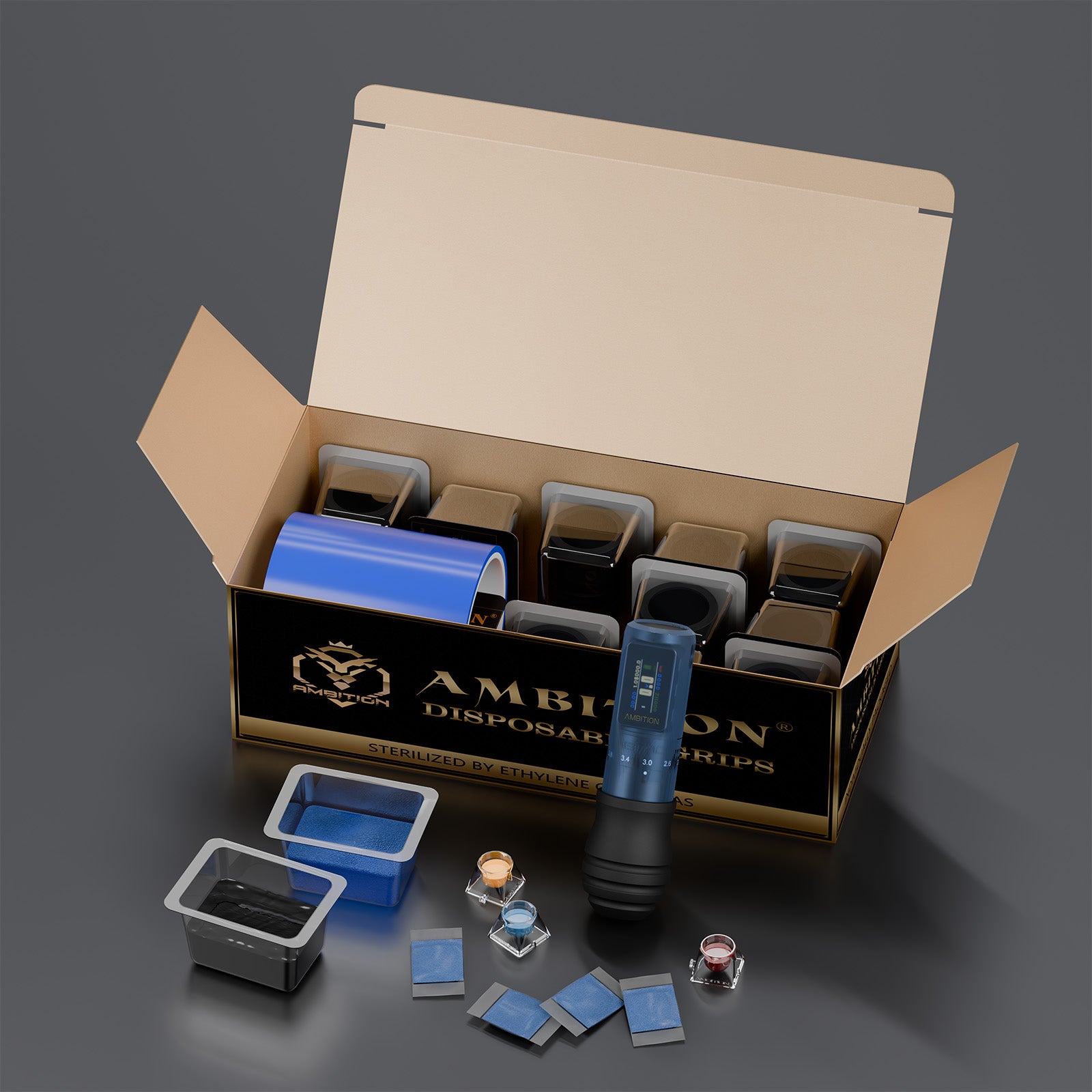 Ambition Wireless Tattoo Machine With Disposable Grips, Film, Solidified Sand