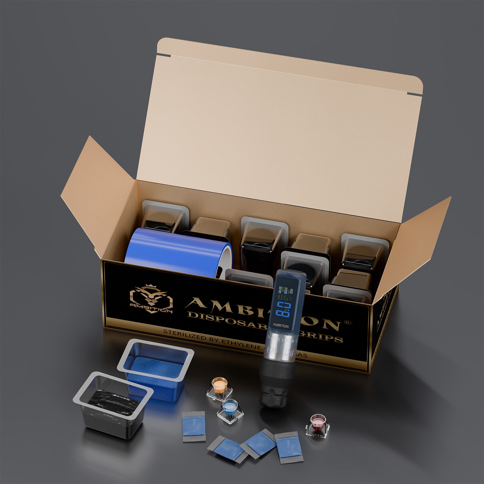 Ambition Wireless Tattoo Machine With Disposable Grips, Film, Solidified Sand