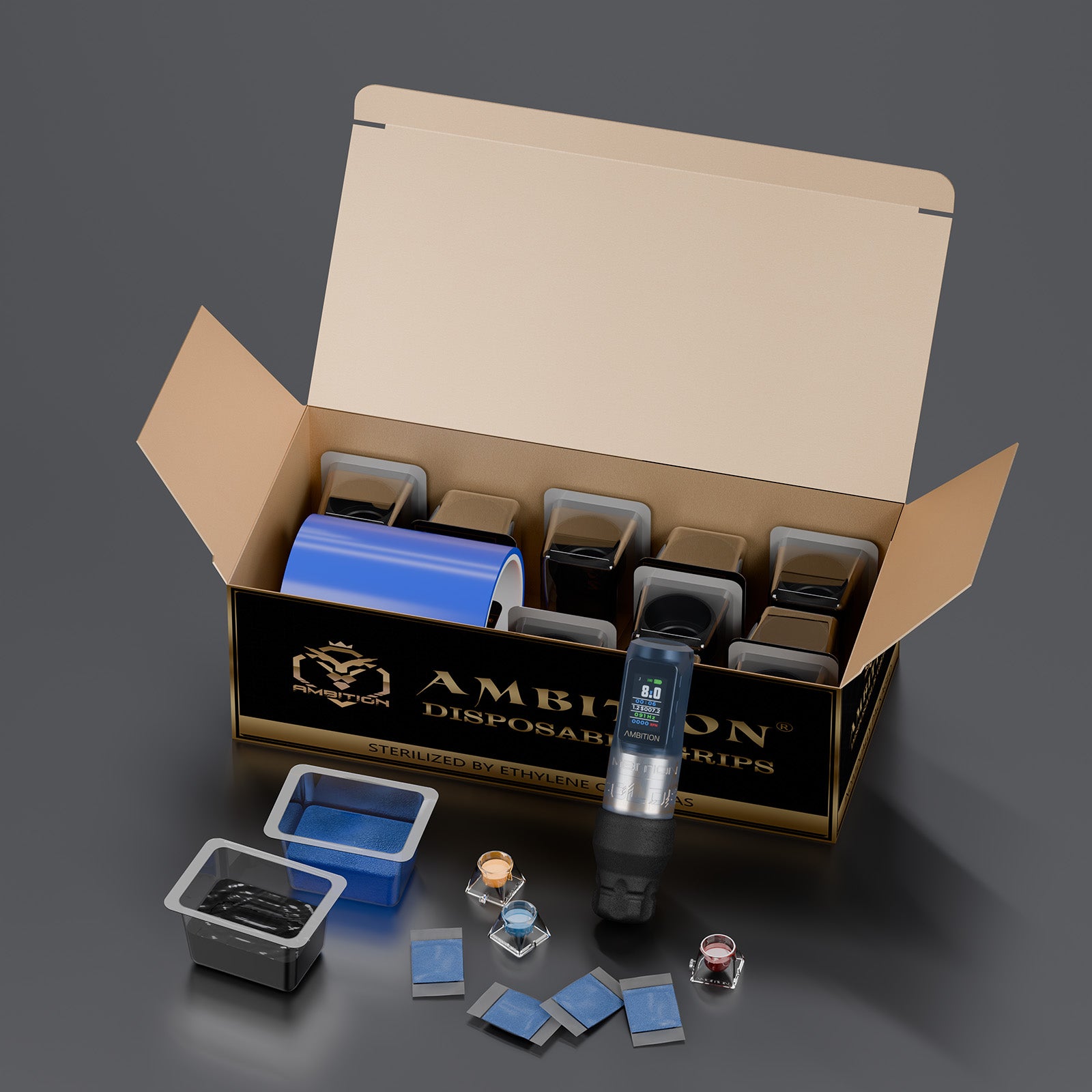 Ambition Wireless Tattoo Machine With Disposable Grips, Film, Solidified Sand