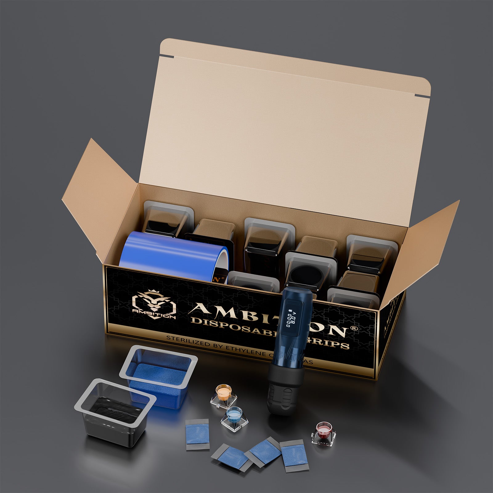 Ambition Wireless Tattoo Machine With Disposable Grips, Film, Solidified Sand
