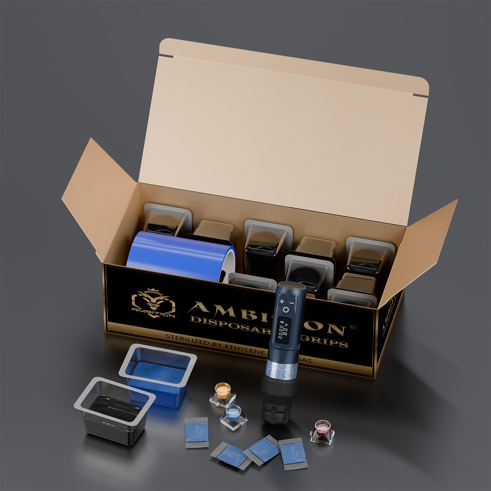 Ambition Wireless Tattoo Machine With Disposable Grips, Film, Solidified Sand