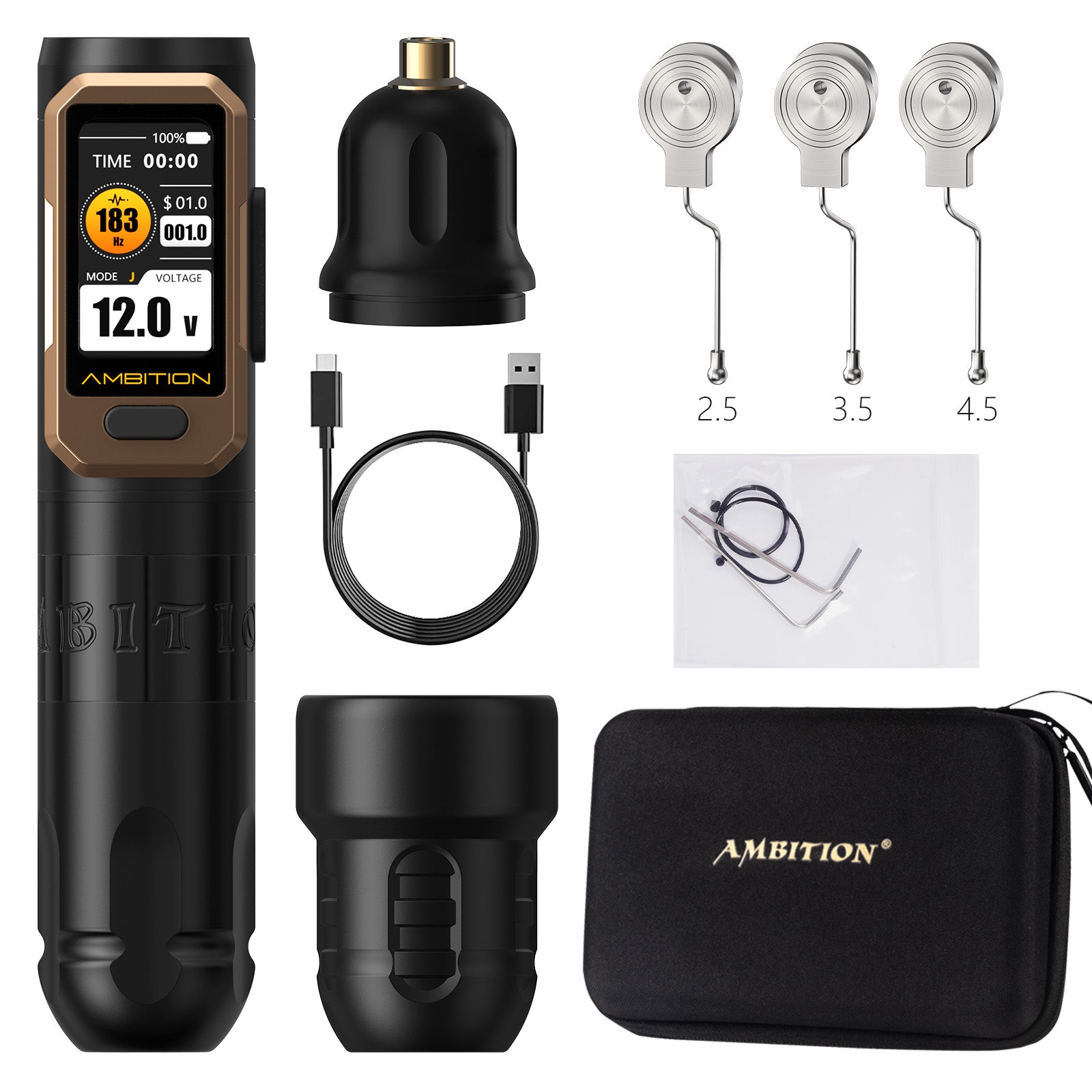 Ambition Vibe Ultra Wireless Tattoo Machine With 2.5/3.5/4.5mm Stroke