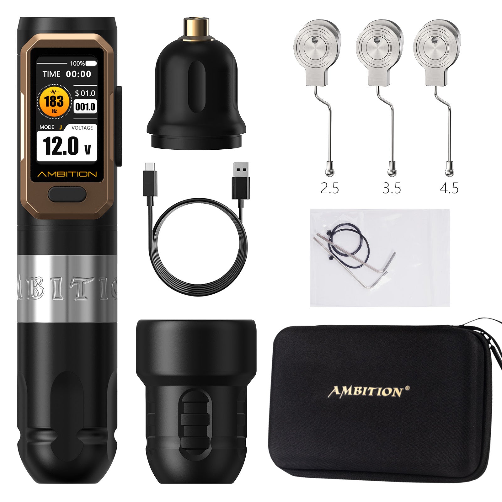 Ambition Vibe Ultra Wireless Tattoo Machine With 2.5/3.5/4.5mm Stroke