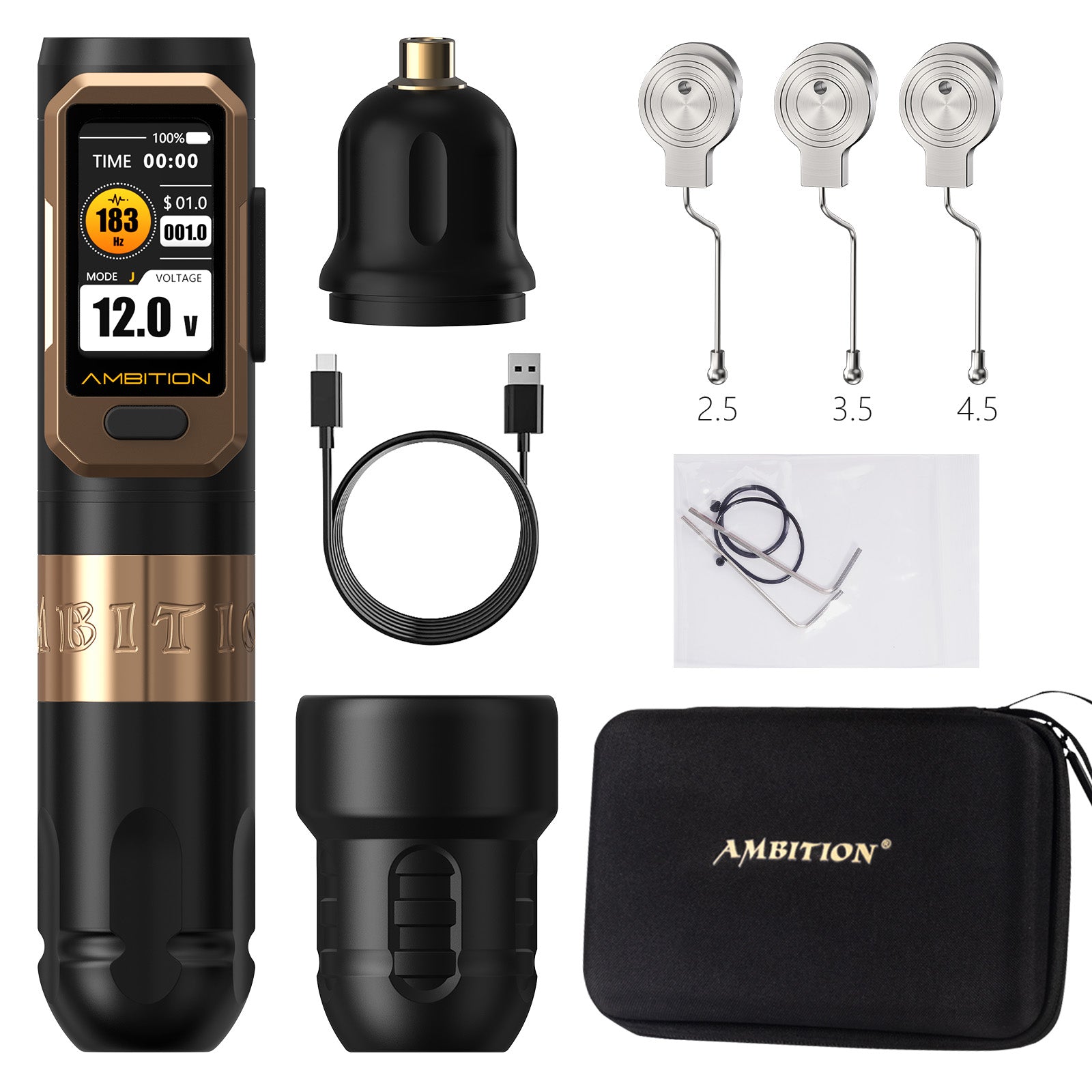 Ambition Vibe Ultra Wireless Tattoo Machine With 2.5/3.5/4.5mm Stroke