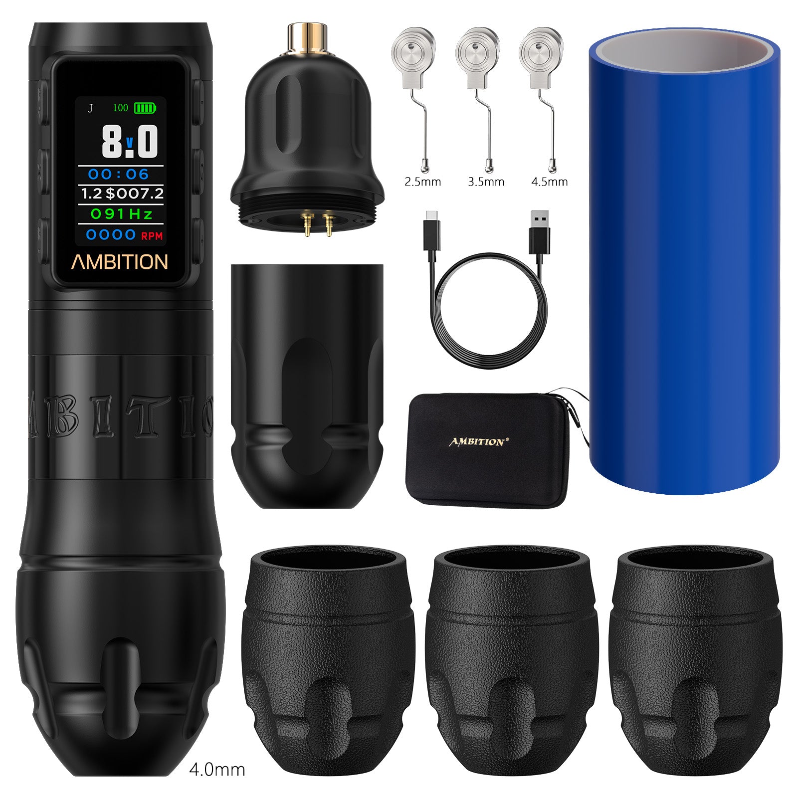 Ambition Vibe Max 2.5-3.5-4.0-4.5mm Stroke Wireless Tattoo Machine