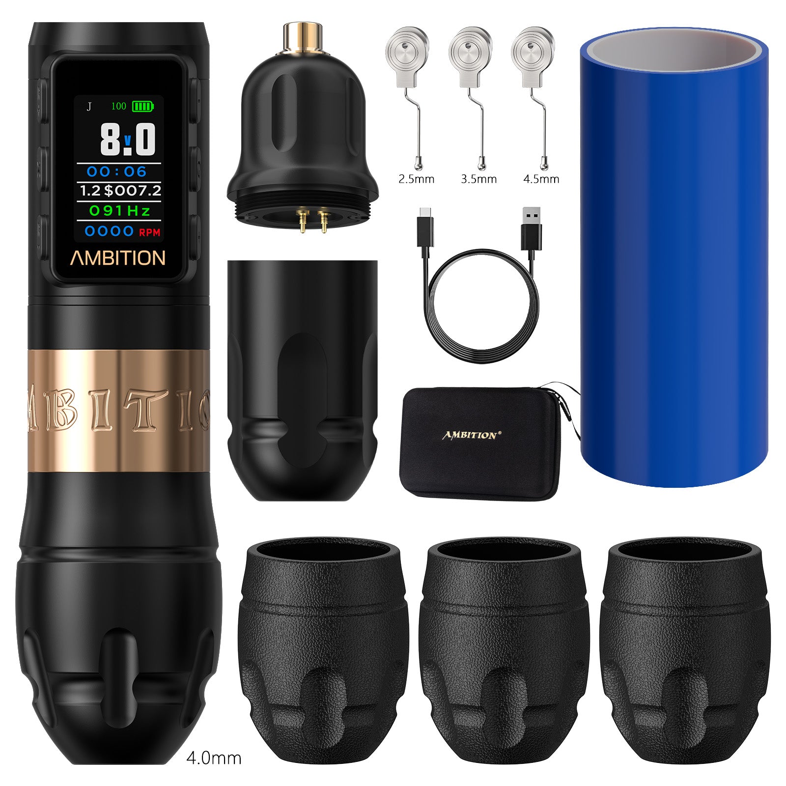 Ambition Vibe Max 2.5-3.5-4.0-4.5mm Stroke Wireless Tattoo Machine