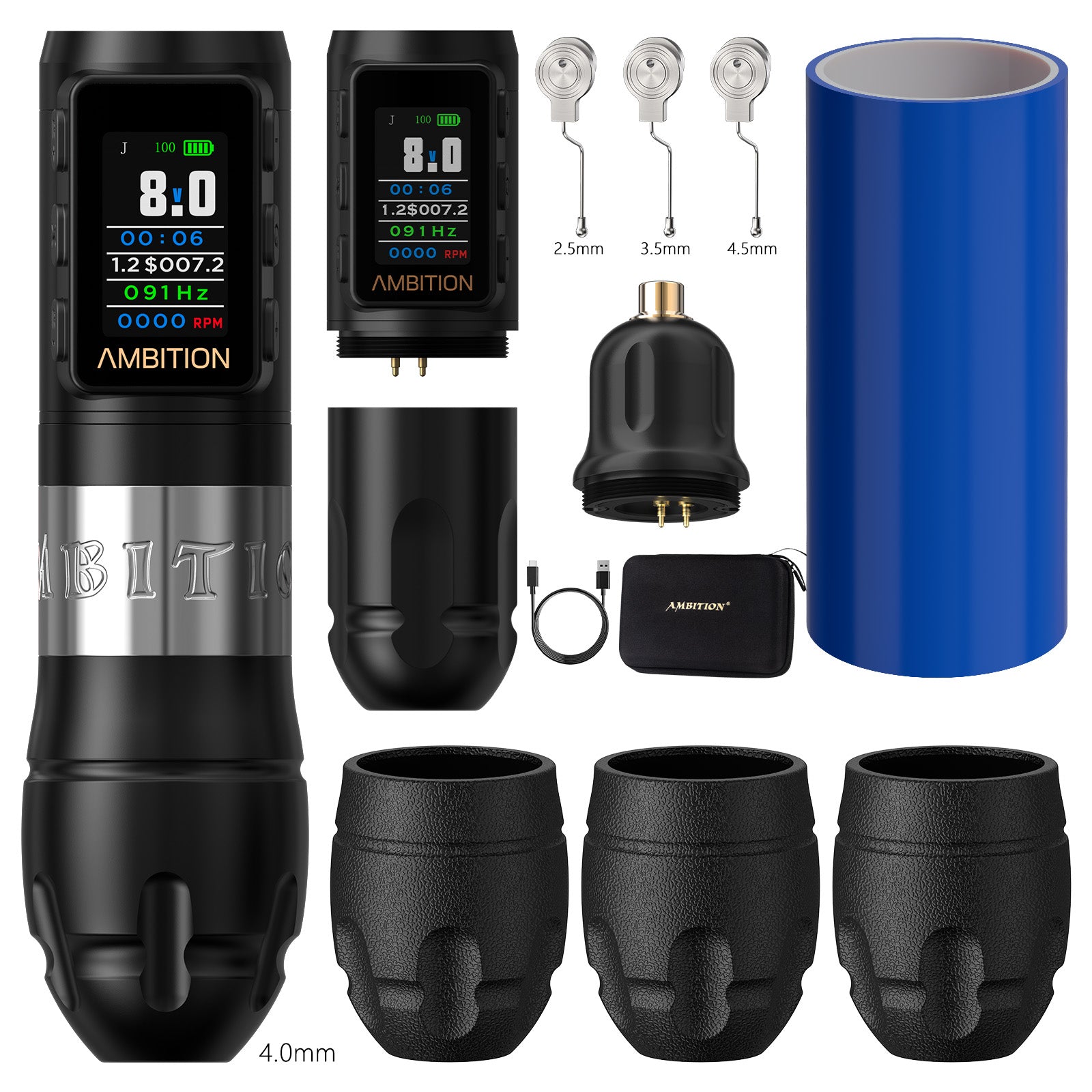 Ambition Vibe Max 2.5-3.5-4.0-4.5mm Stroke Wireless Tattoo Machine Ambition Vibe Max 2.5-3.5-4.0-4.5mm Stroke Wireless Tattoo Machine