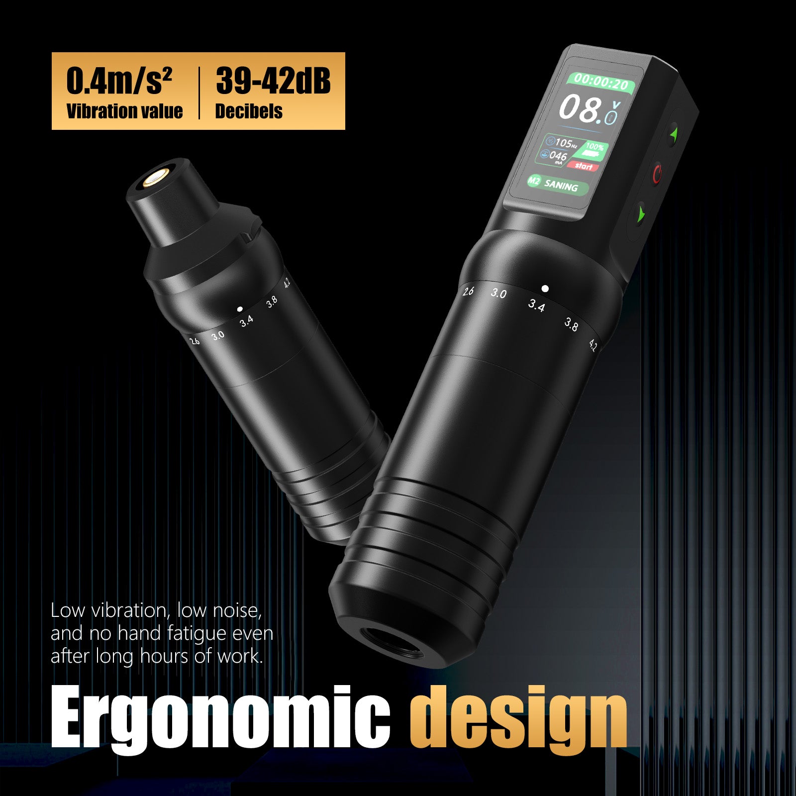 ambition c5 wireless tattoo pen machine with 7 strokes length 2.0mm-4.2mm