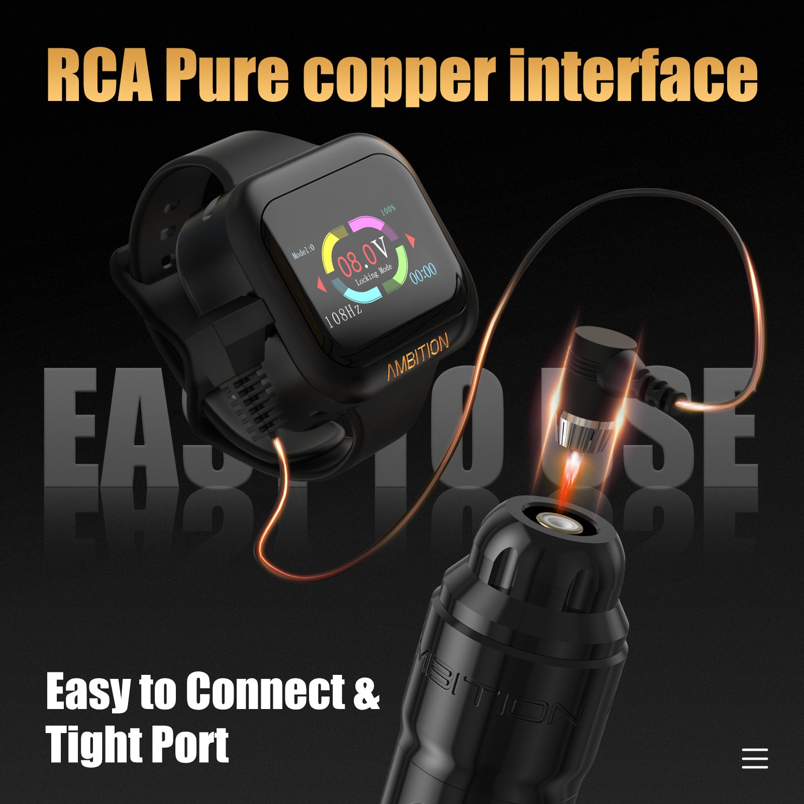 Ambition Lutin Straight Rod Rotaty Tattoo Machine + S1 Plus Touch Screen Watch Power Supply