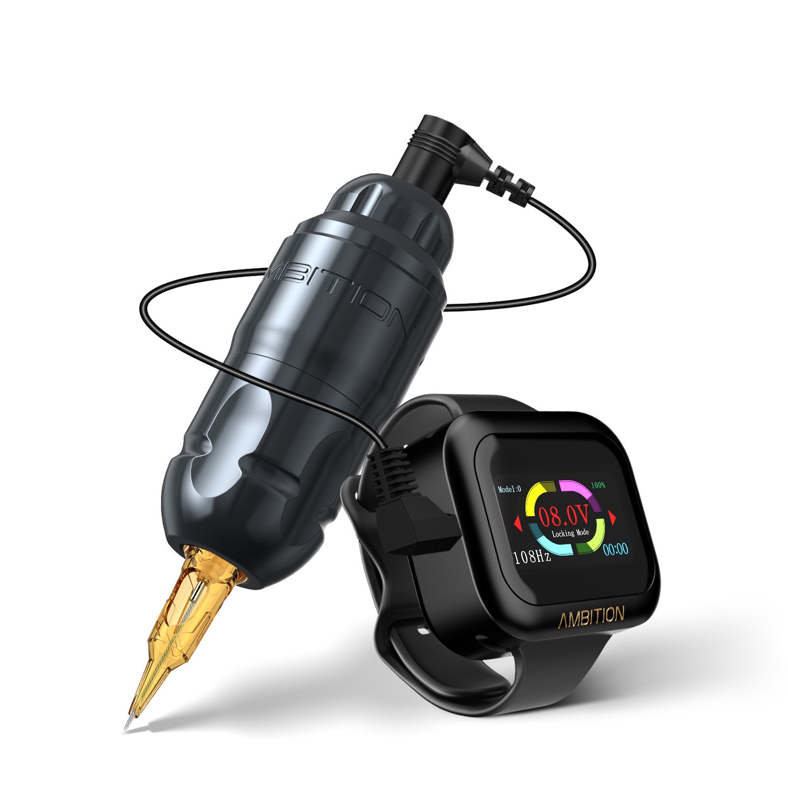 Ambition Lutin Straight Rod Rotaty Tattoo Machine + S1 Plus Touch Screen Watch Power Supply
