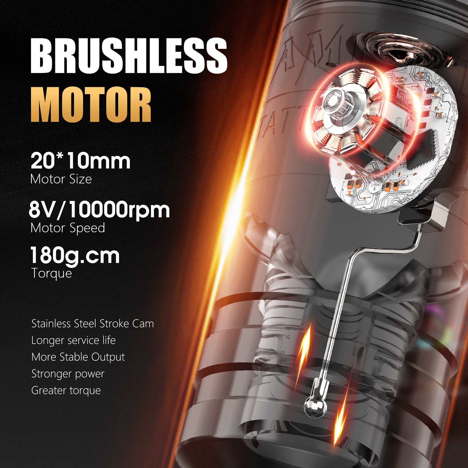 Ambition Torped Rotary Tattoo Pen + S1 Plus Touch Screen Watch Power Supply