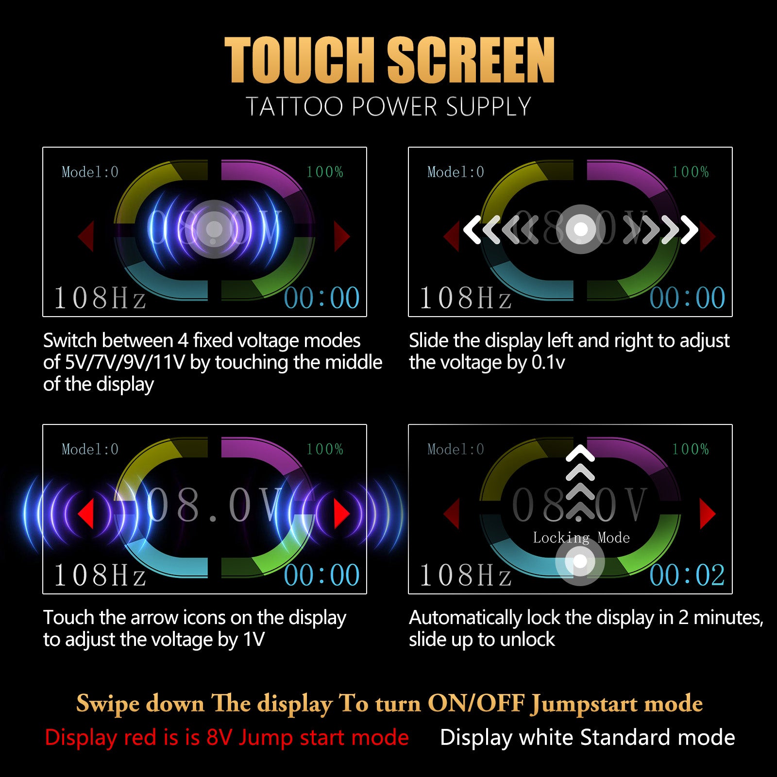 Ambition Torped Rotary Tattoo Pen + S1 Plus Touch Screen Watch Power Supply
