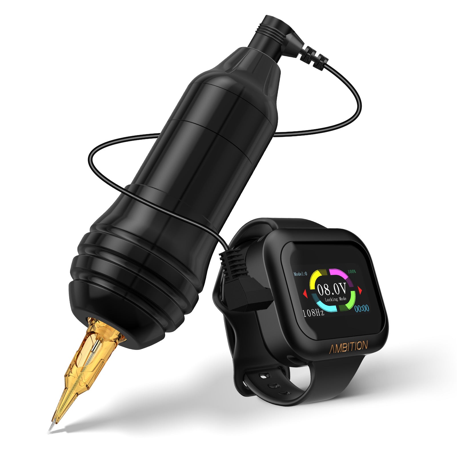 Ambition Rotary Wireless Tattoo Machine + RCA Watch-Style Power Supply