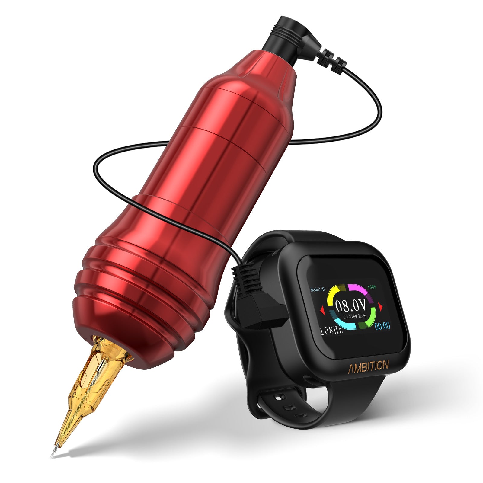 Ambition Rotary Wireless Tattoo Machine + RCA Watch-Style Power Supply