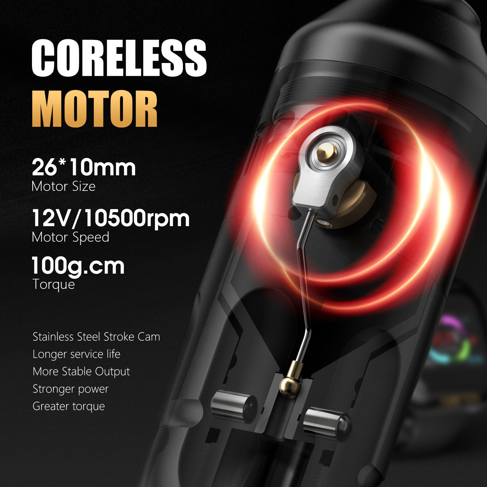 Ambition Rotary Tattoo Machine + S1 Plus Touch Screen Watch Power Supply