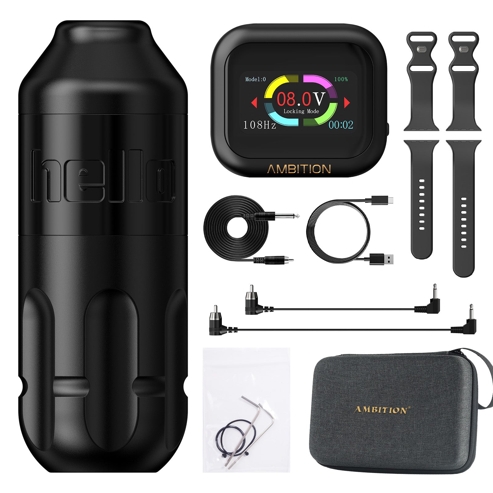 Ambition Rotary Tattoo Machine + S1 Plus Touch Screen Watch Power Supply