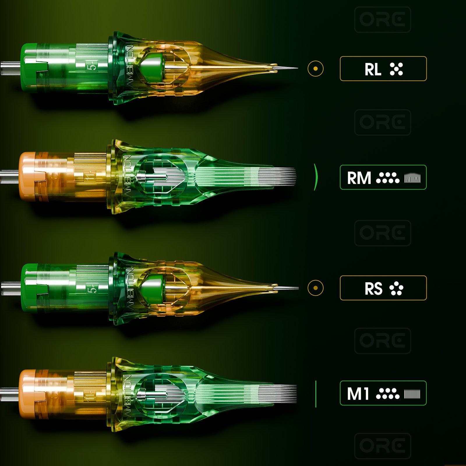 Ambition ORE Tattoo Cartridge Needles RL/RM/M1 20pcs