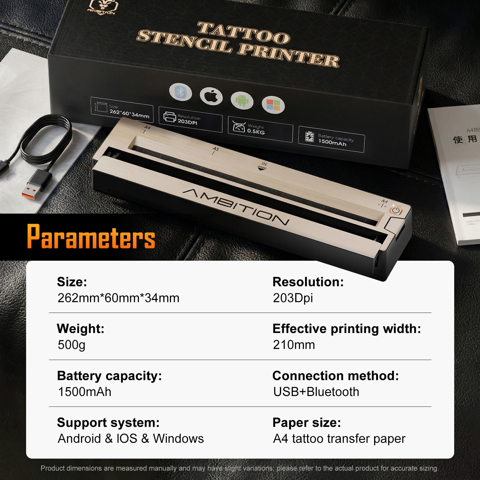 Ambition Soldier Wireless Tattoo Machine Kit + G1 Bluetooth Stencil Printer
