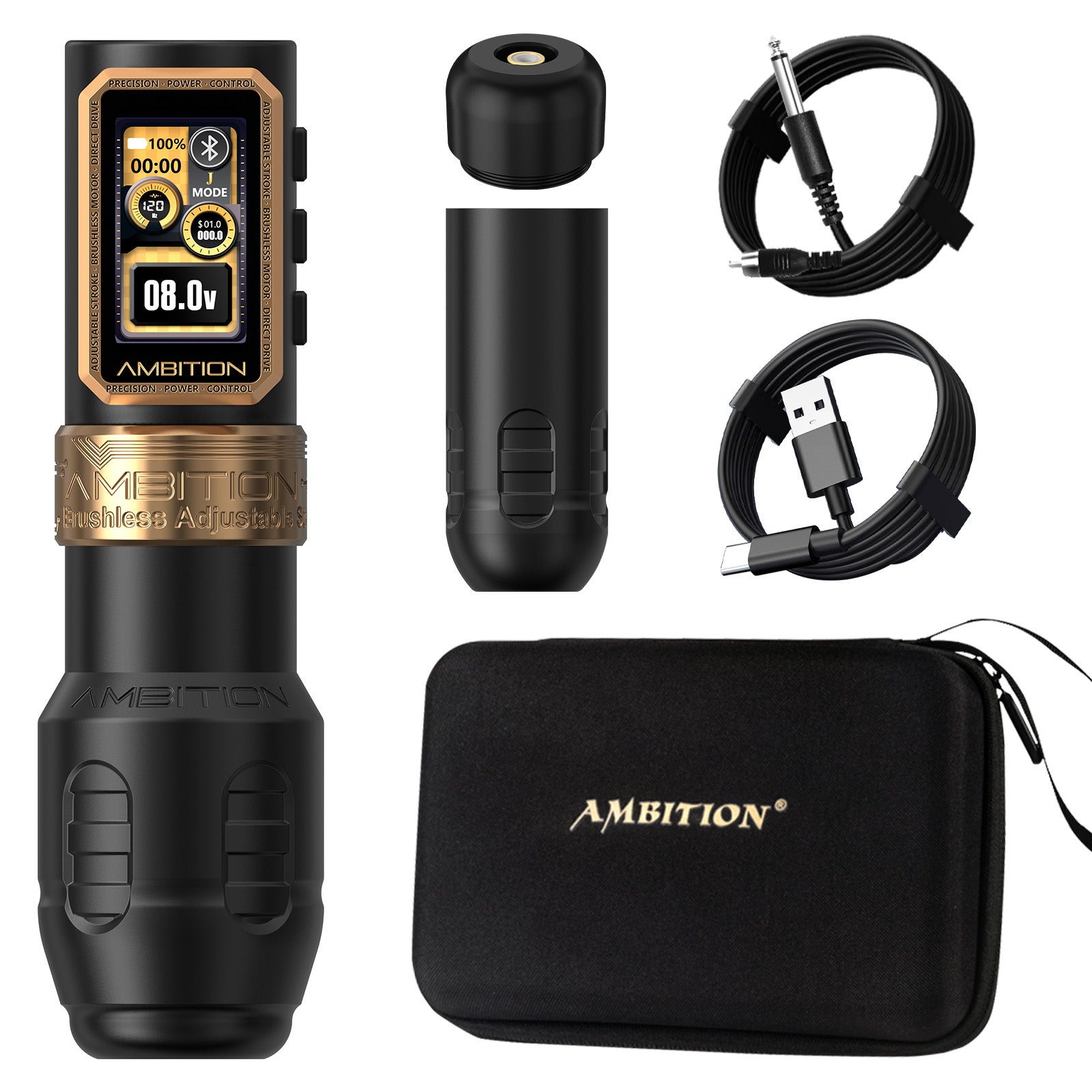Ambition Epoch Max Professional Wireless Tattoo Machine — 1.0-5.0mm Adjustable Stroke | Brushless Motor