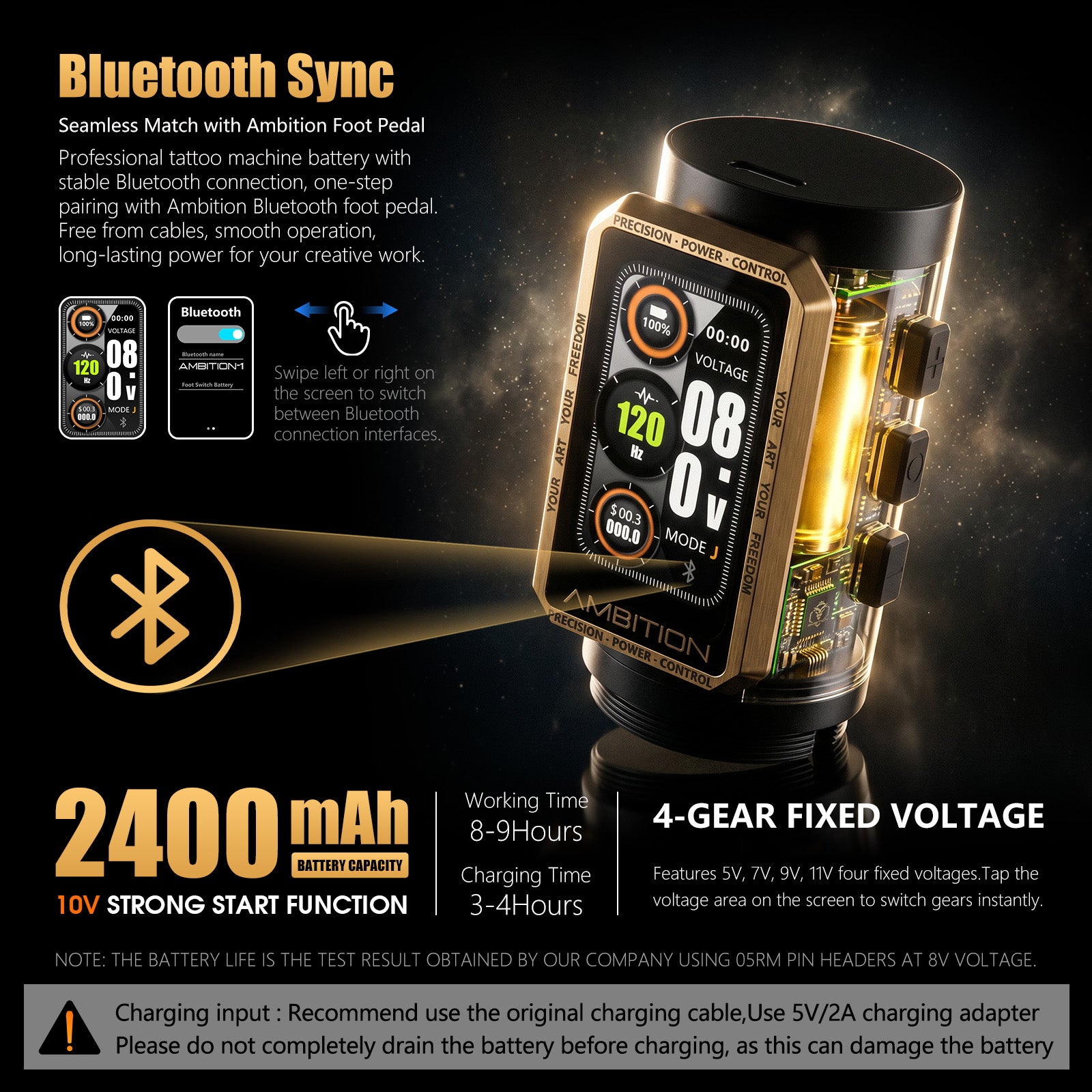 Ambition Epoch Professional Wireless Tattoo Kit with G1 Tattoo Stencil Printer & U1 Bluetooth Foot Switch