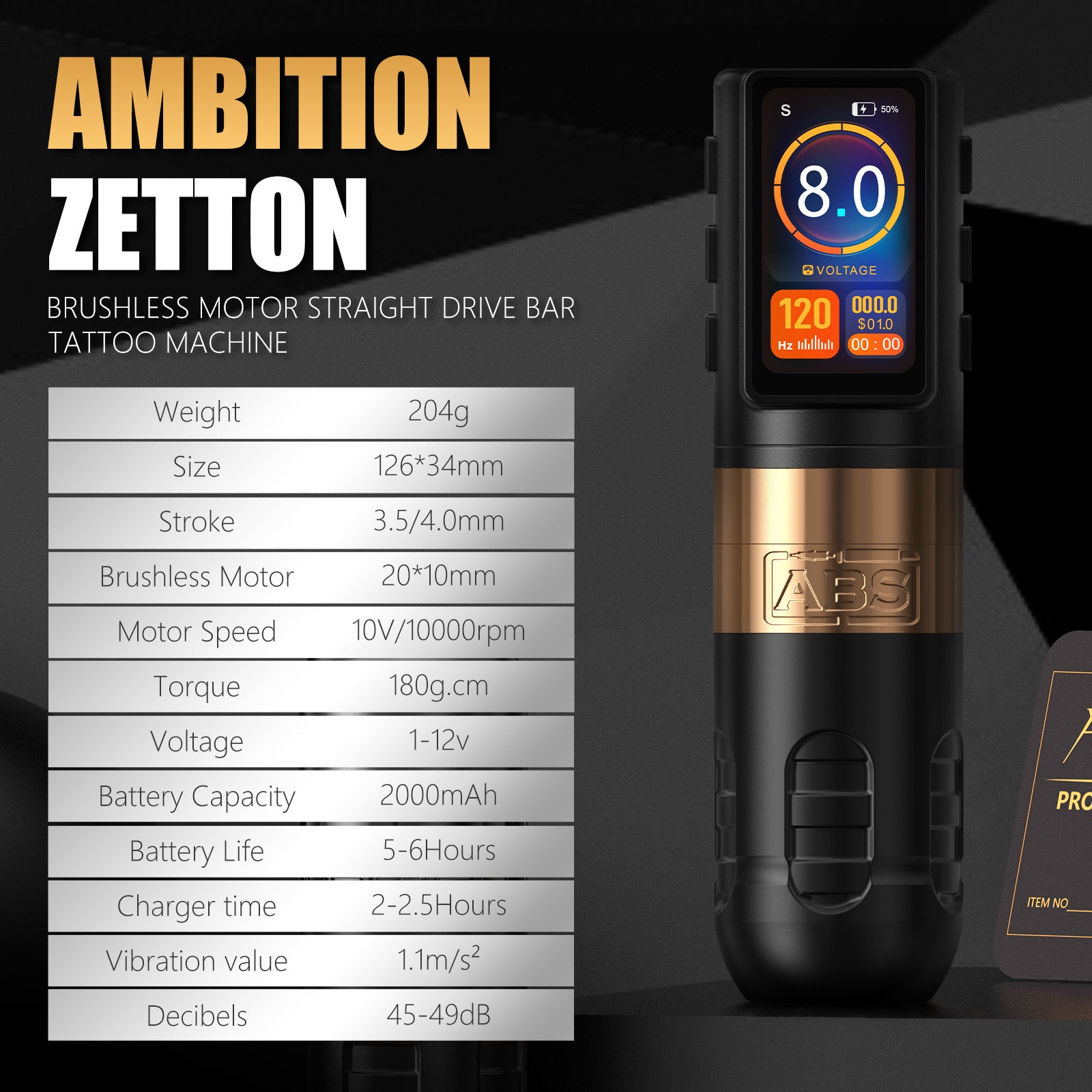 Ambition ABS Zetton Wireless Rotary Tattoo Machine