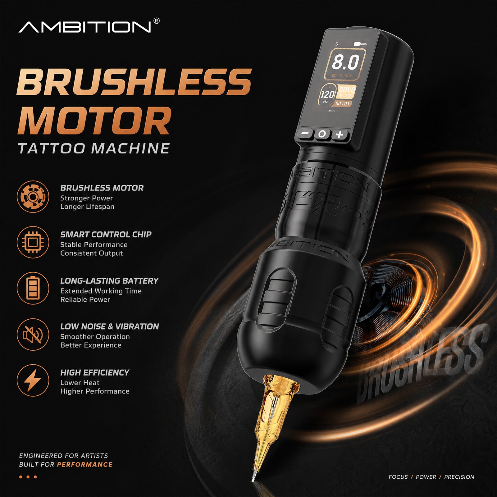 Máquina de tatuaje inalámbrica Ambition Torden Max 