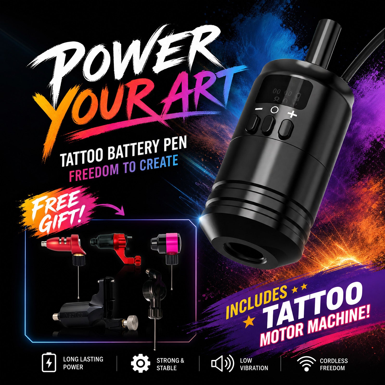 Ambition 2 in 1 Tattoo Battery Grip