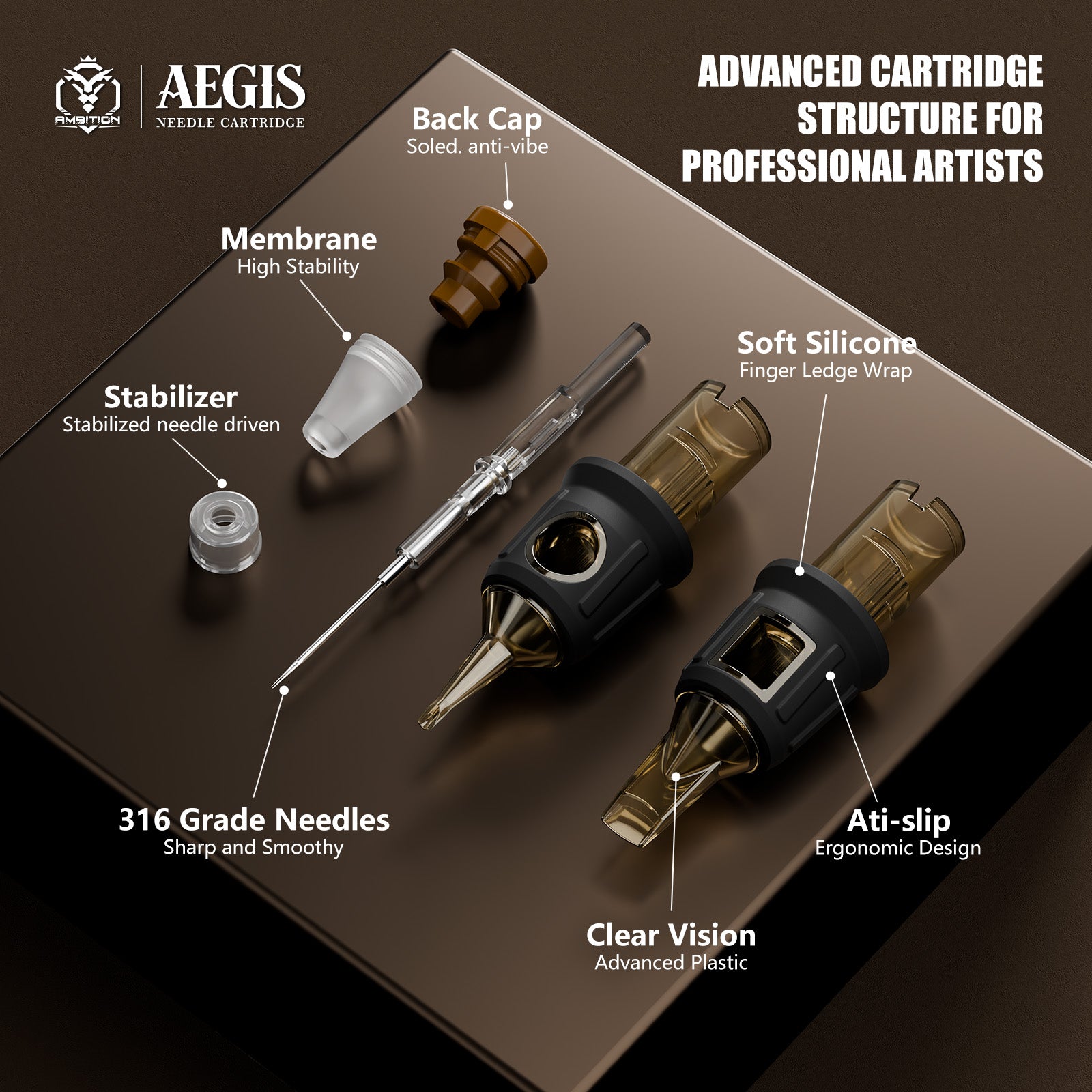 Ambition AEGIS Tattoo Cartridges Needles - Finger-Control Cartridge
