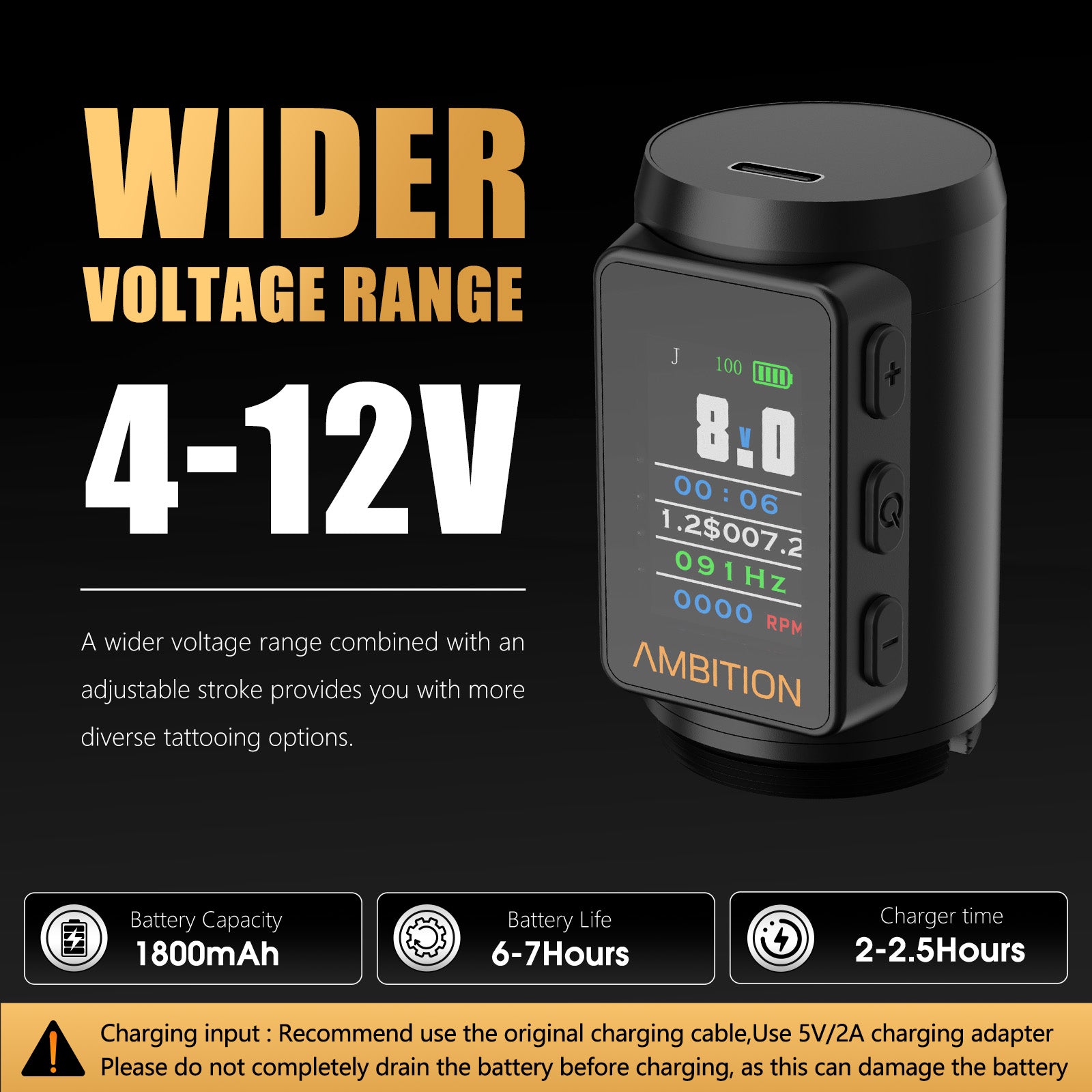 Ambition Shura-X Wireless Tattoo Machine 3.5mm+4.0mm Stroke