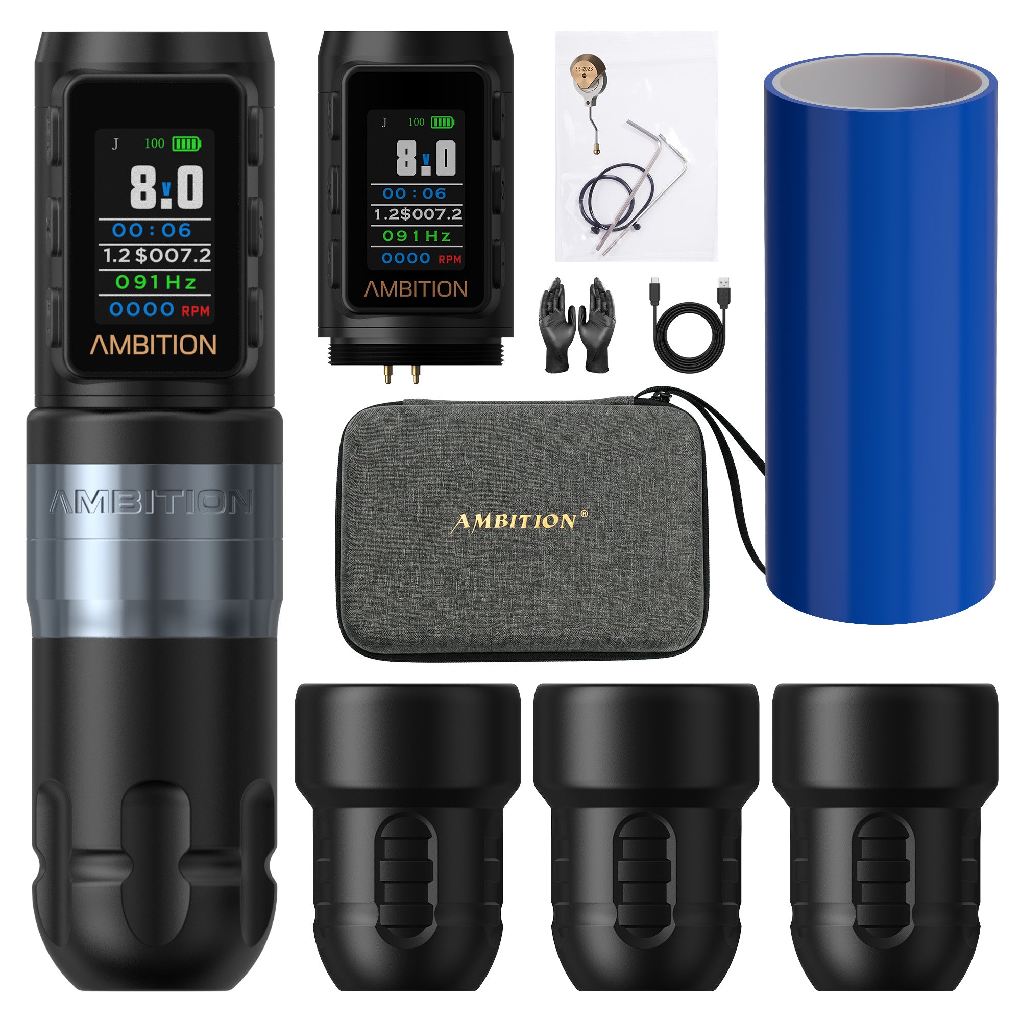 AMBITION Shura-X Wireless Tattoo Machine | 7H Battery & Low Noise