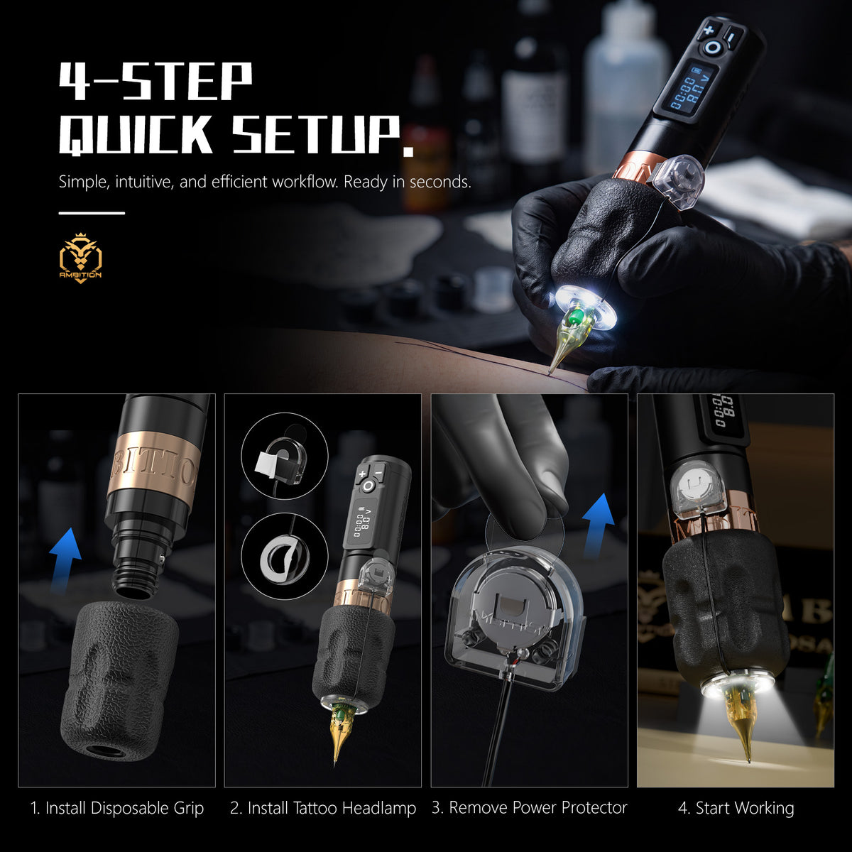Ambition Tattoo Grip Lights for Tattoo Machine For Tattoo Artists