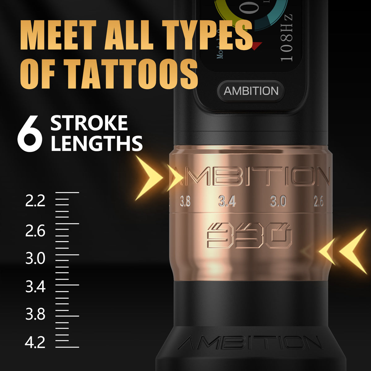 Ambition Seher Plus Adjustable Stroke Wireless Tattoo Machine