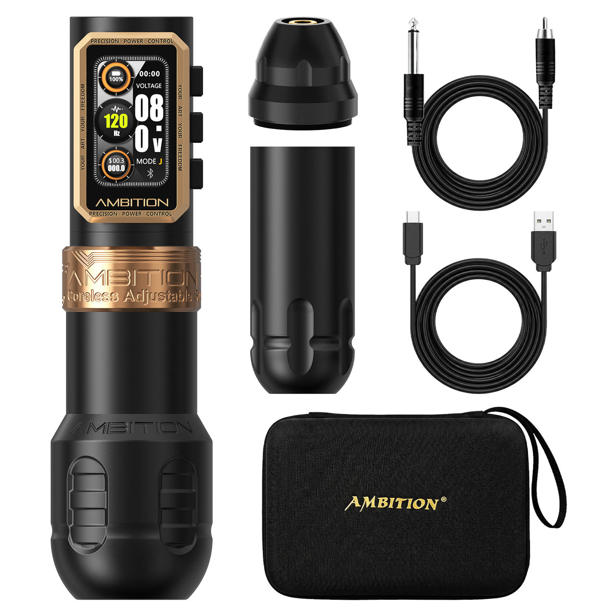 Ambition Epoch Wireless Tattoo Machine Coreless Motor 34/42mm Grip