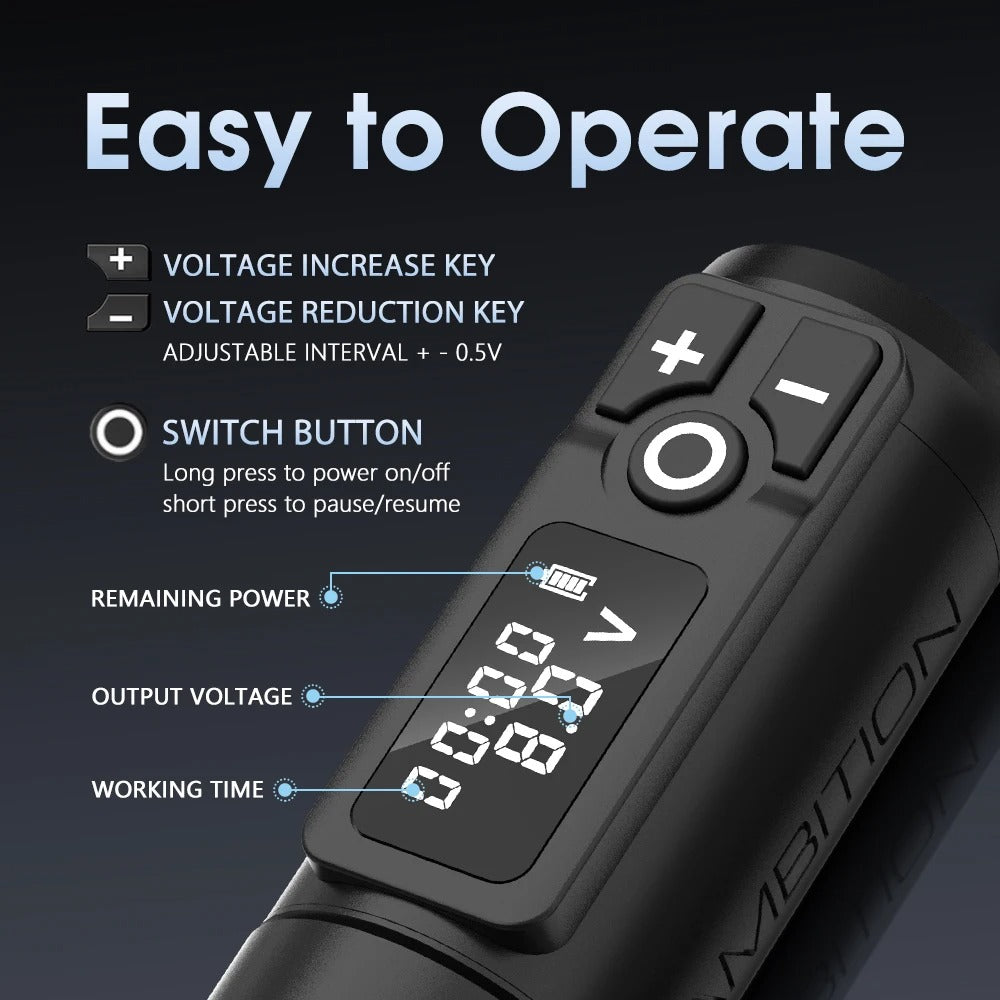 Ambition Soldier Wireless Tattoo Machine Kit + Bluetooth Stencil