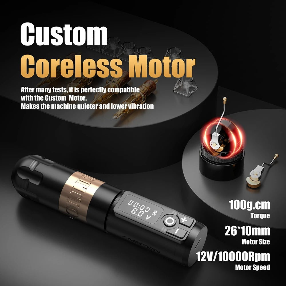 Ambition Soldier Wireless Tattoo Machine Kit + G1 Bluetooth Stencil Printer
