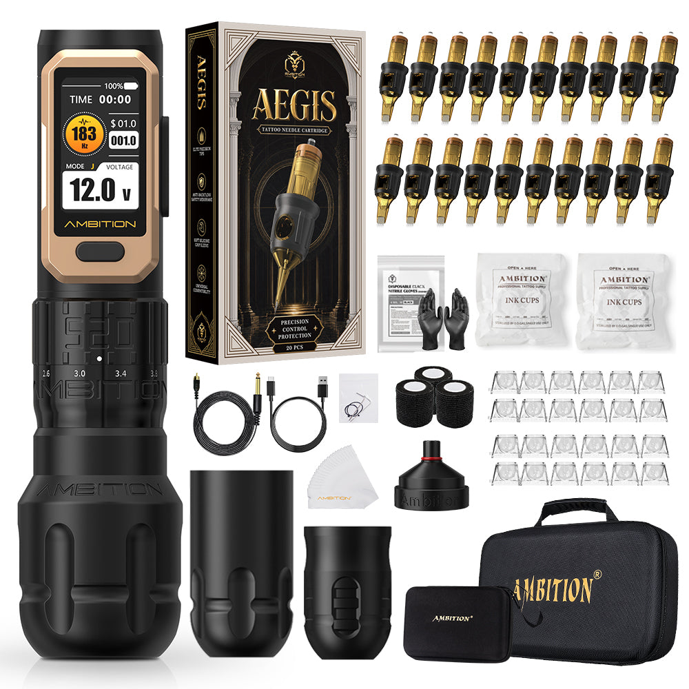 Ambition Soldier Pro 520 Professional Tattoo Kit ORE/AEGIS Cartridges 20pcs