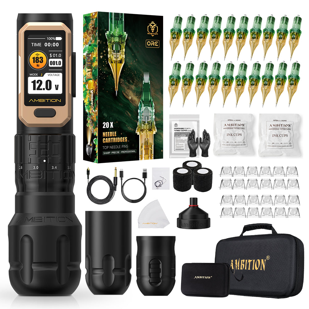 Ambition Soldier Pro 520 Professional Tattoo Kit ORE/AEGIS Cartridges 20pcs