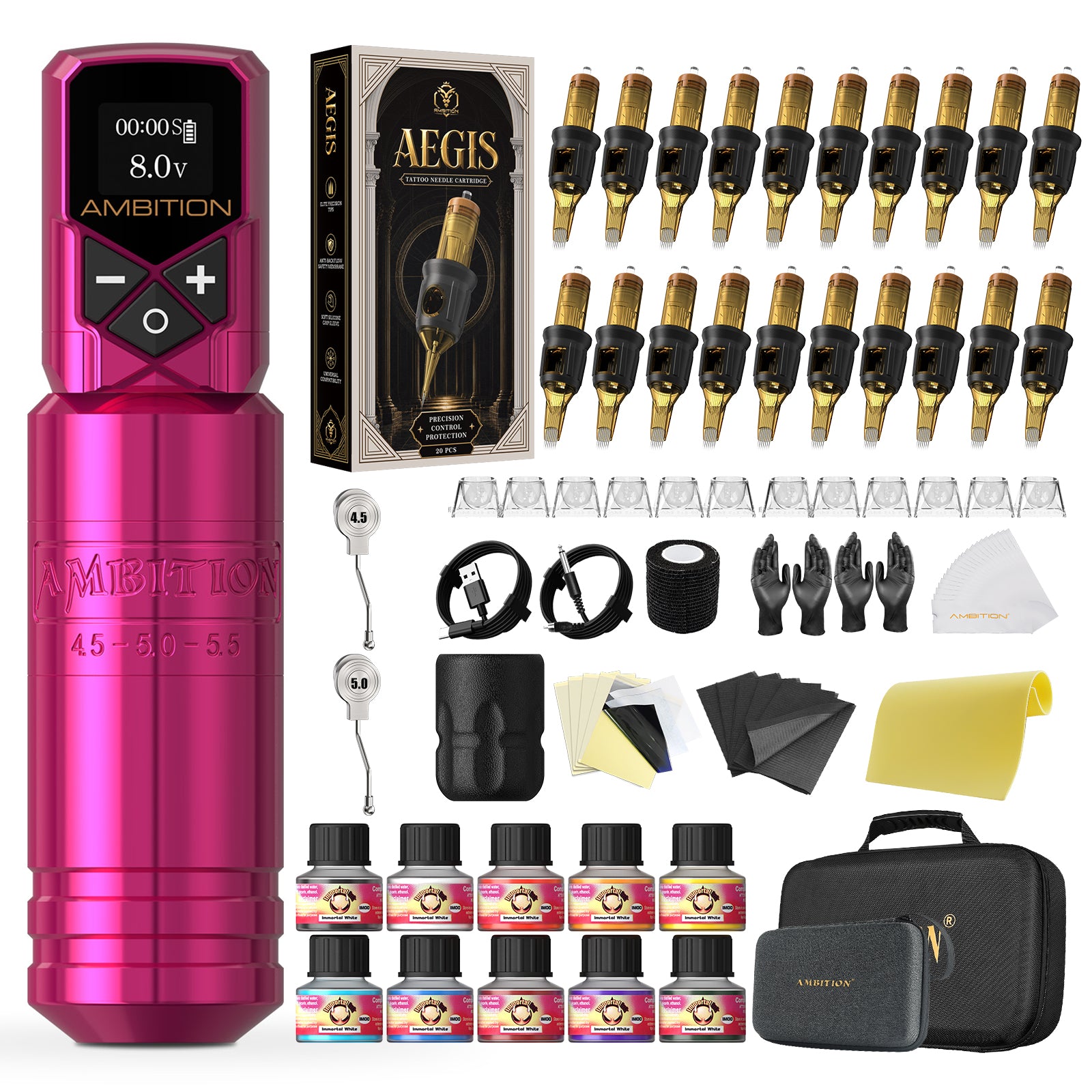 Ambition Torped 36 Powerful Brushless Motor Rotary Tattoo Pen Kit With 20pcs Cartridges