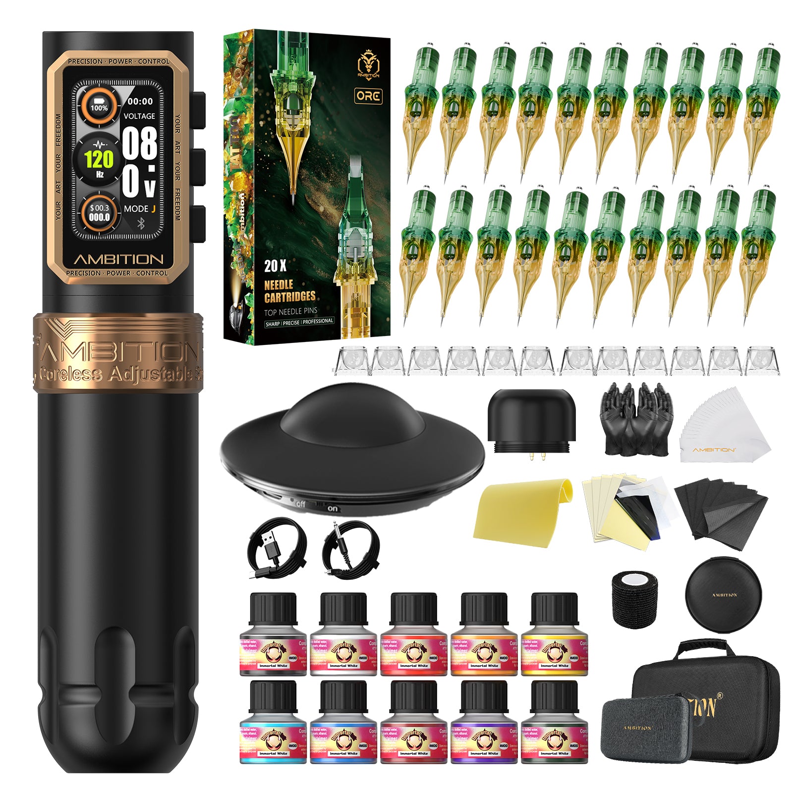 Ambition Epoch Professional Wireless Tattoo Kit with U1 Bluetooth Foot Switch