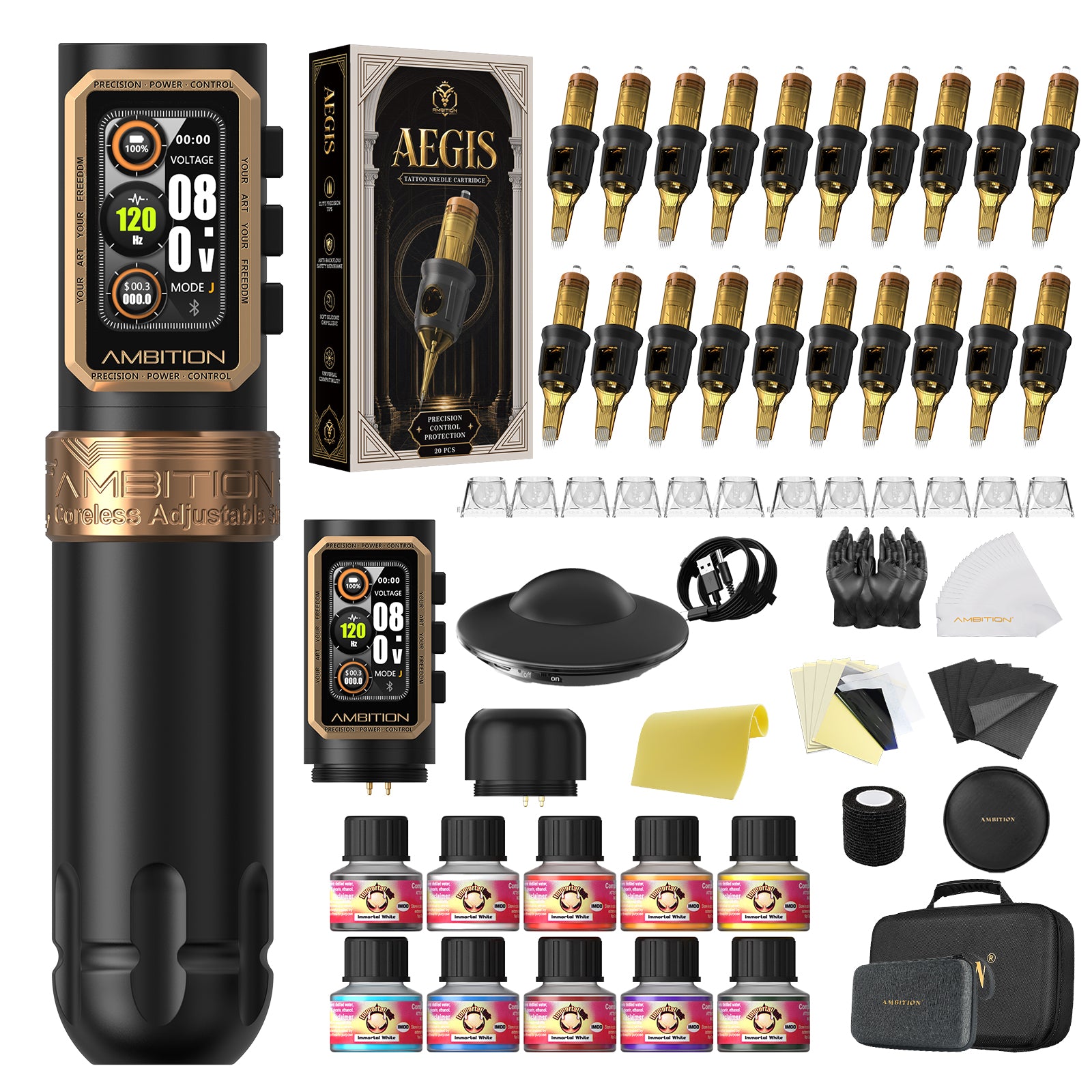 Ambition Epoch Professional Wireless Tattoo Kit with U1 Bluetooth Foot Switch