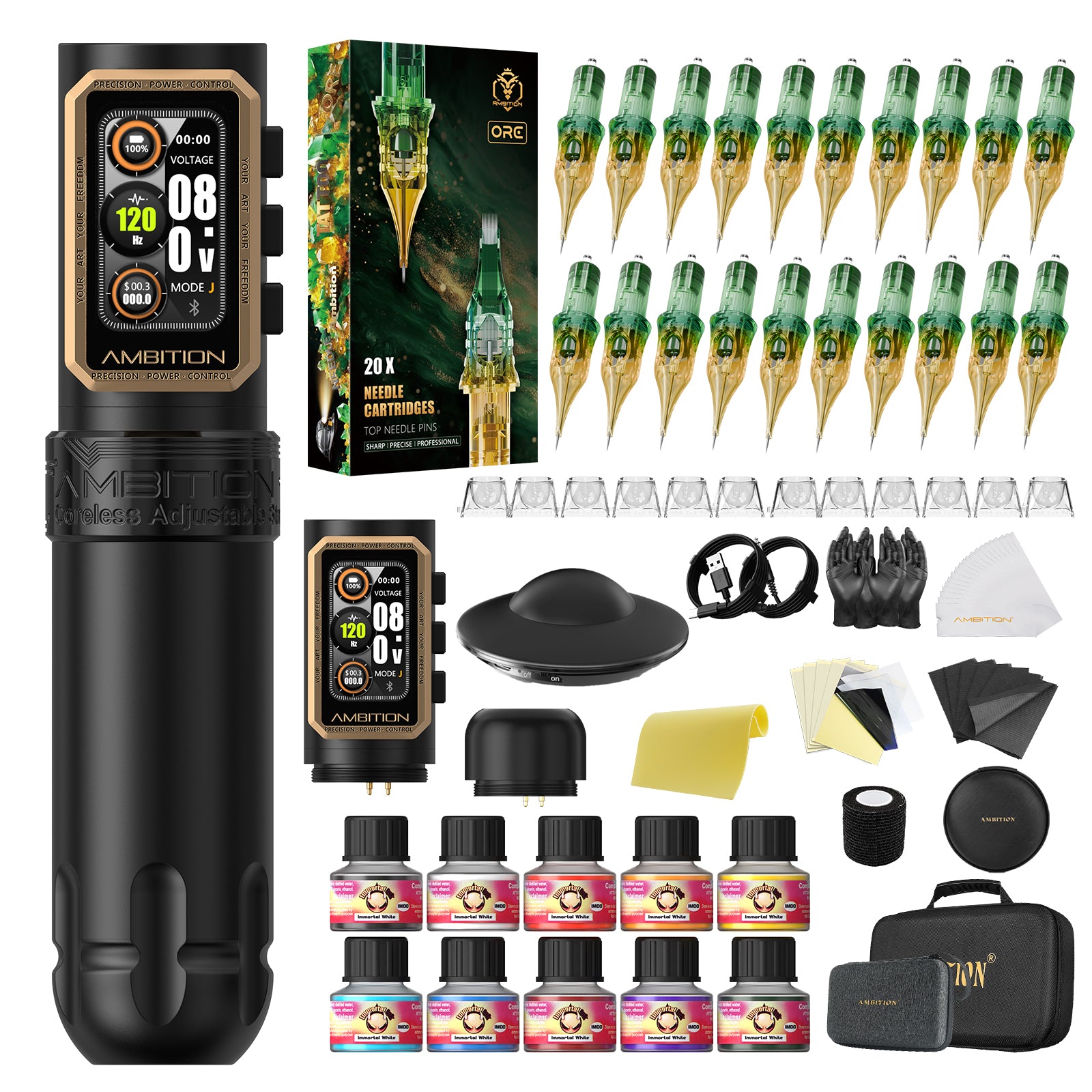 Ambition Epoch Professional Wireless Tattoo Kit with U1 Bluetooth Foot Switch