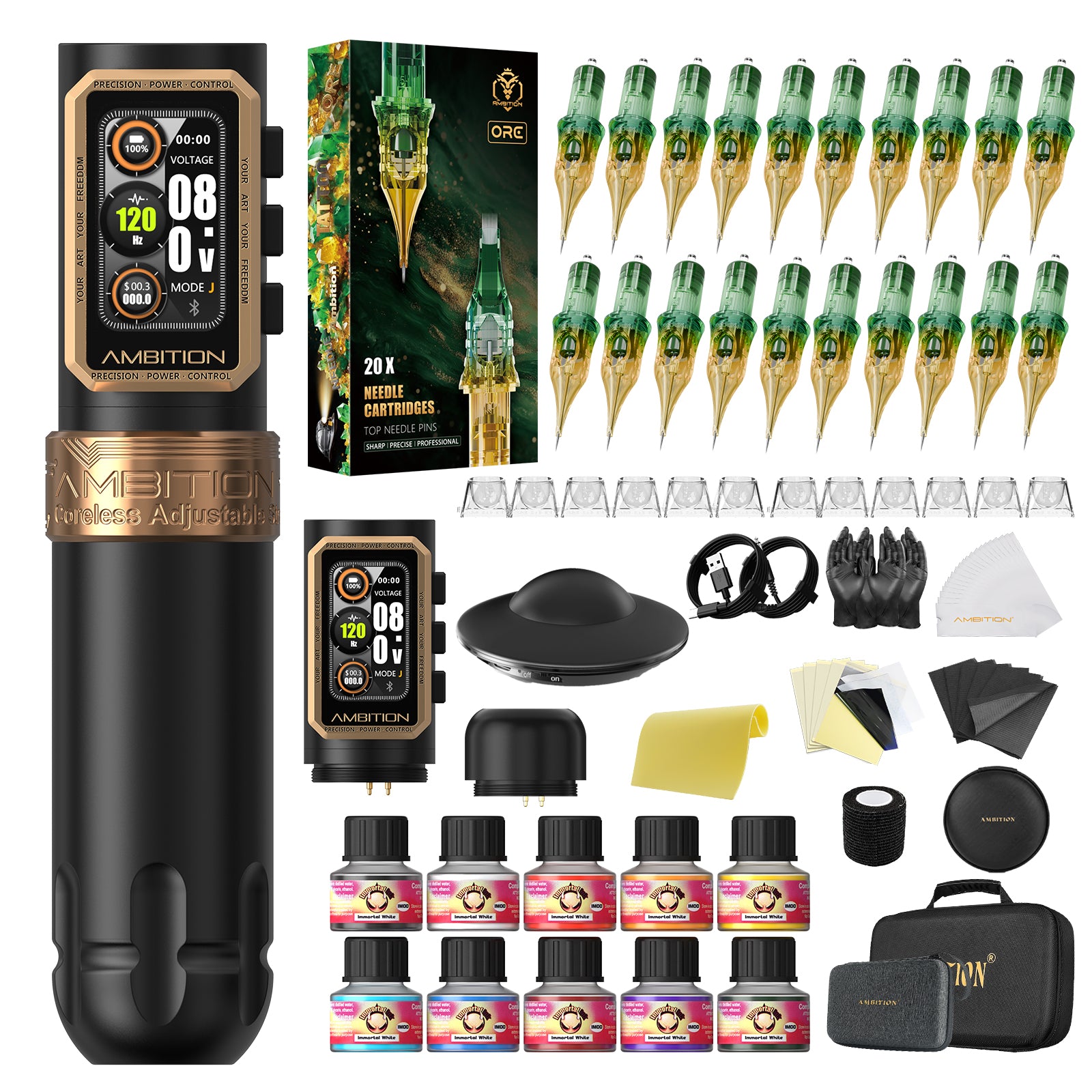 Ambition Epoch Professional Wireless Tattoo Kit with U1 Bluetooth Foot Switch