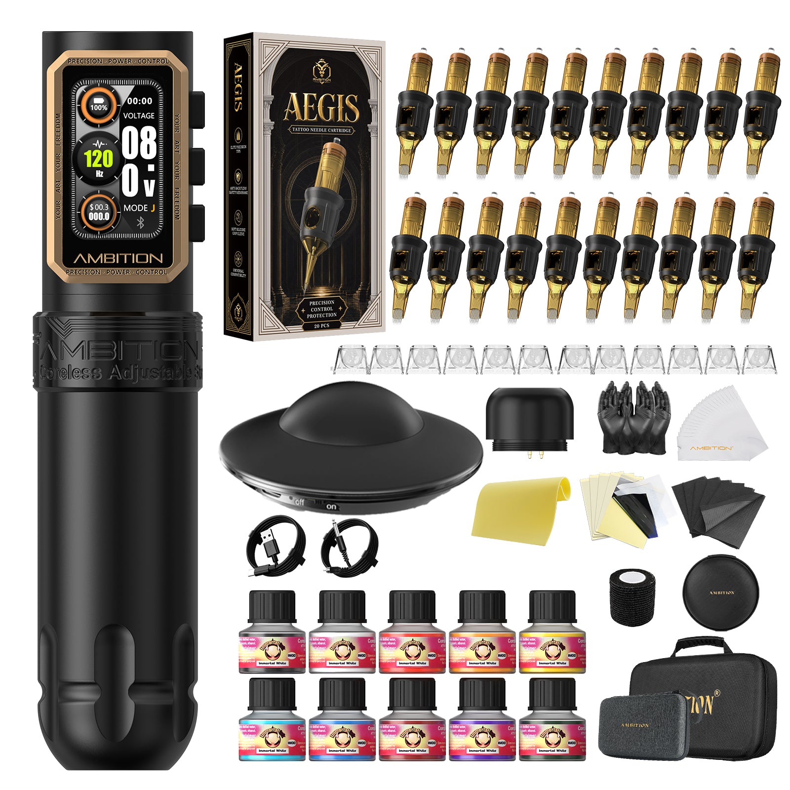 Ambition Epoch Professional Wireless Tattoo Kit with U1 Bluetooth Foot Switch