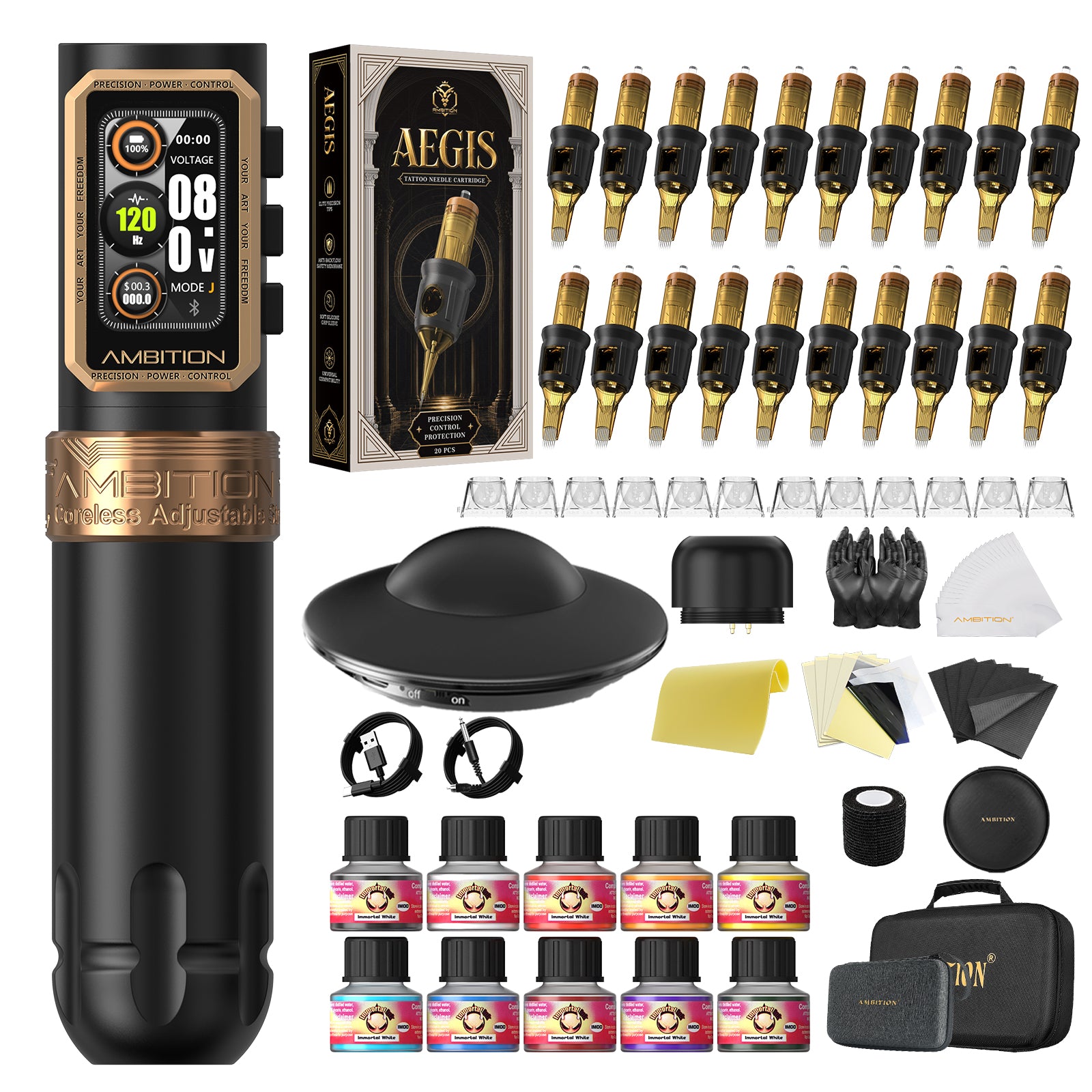Ambition Epoch Professional Wireless Tattoo Kit with U1 Bluetooth Foot Switch