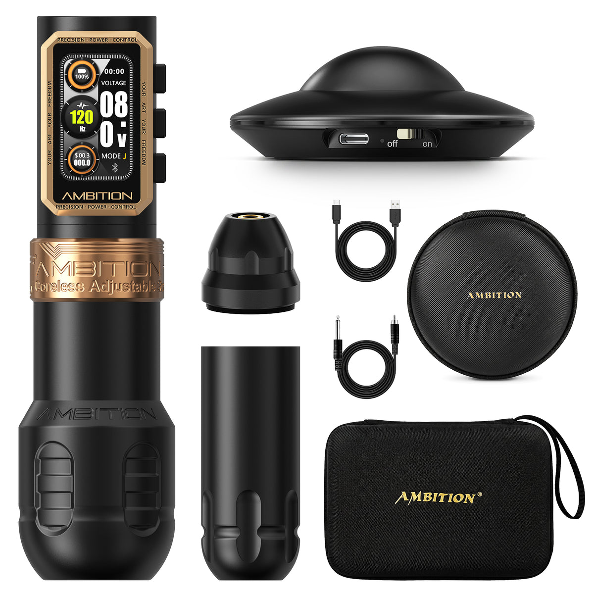 Ambition Epoch Wireless Tattoo Machine Coreless Motor 34/42mm Grip