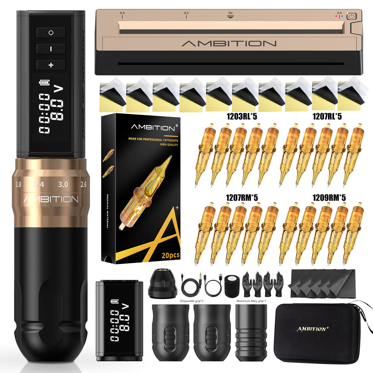 Ambition K1 Hunter Beginner Tattoo Kit – Complete Wireless Tattoo Machine Set