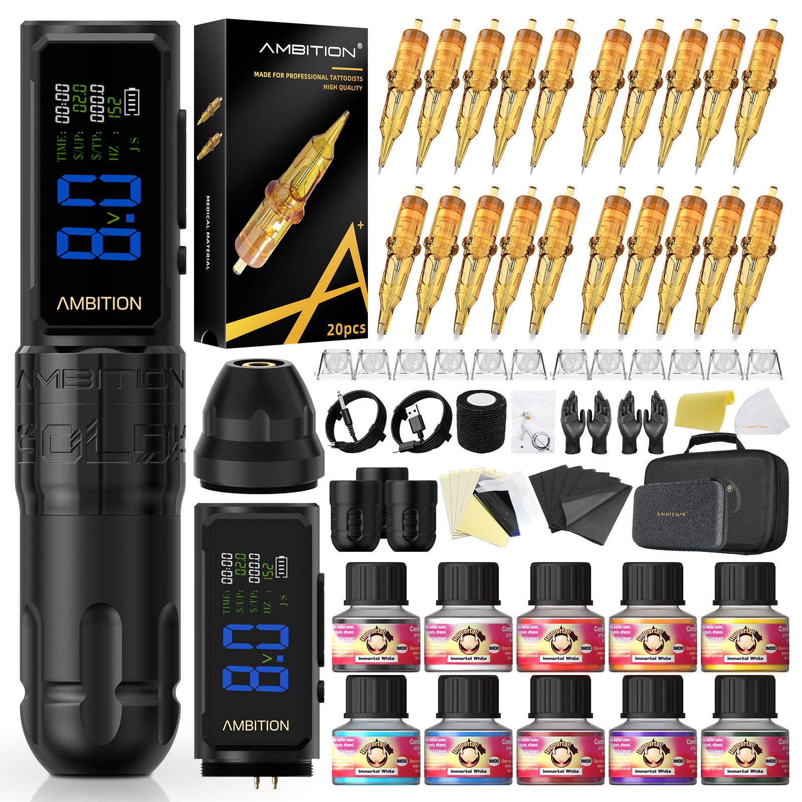 Ambition Soldier 270S Complete Wireless Tattoo Kit 4.5+5.0mm Stroke