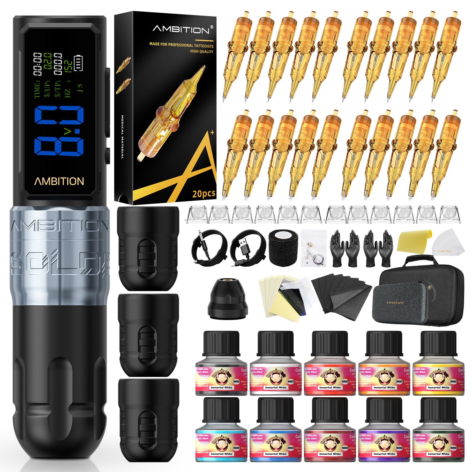 Ambition Soldier 270S Complete Wireless Tattoo Kit 4.5+5.0mm Stroke